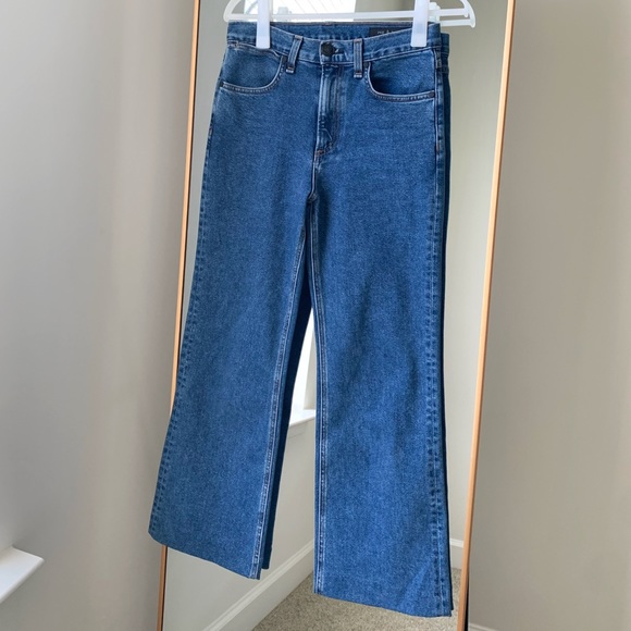 🍉RAG & BONE High Rise Straight Stretchy Jeans Crop Medium Wash Blue - Picture 9 of 16